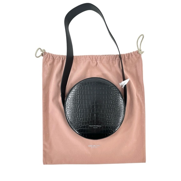 NWT Orseund Iris “Le Circle” Black Embossed Crocodile Vegan Leather Shoulder Bag - Picture 11 of 16